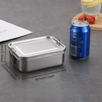 1pc 850ml Portable Stainless Steel Bento Box Large Capacity Leakproof Lunch Box Square with Lid Food Storage Container Outdoor