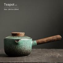 200ml Black Pottery Side Handle Teapot Creative Ceramic Kung Fu Tea Set