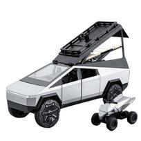 1/24 Tesla Cybertruck Kemperis Aliuminio Lėto Liejimo Žaislinis Automobilio Modelis Su Garsu ir Šviesa Vaikams Žaislas Kolekcionuojamas Daiktas Gimtadienio Dovana sidabras