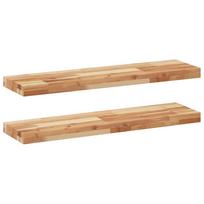 vidaXL Pakabinamos lentynos, 2 vnt., 100x20x4 cm, aliejumi dažyta akacijos masyvo mediena