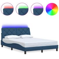 vidaXL Lovos rėmas su LED, be čiužinio, mėlynas, 120x200 cm, audinys