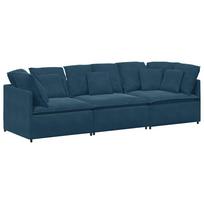 vidaXL Modulinė sofa su pagalvėlėmis, aksominė, mėlyna