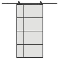 vidaXL Stumdomos durys su furnitūra, juodos, 102,5x205 cm, ESG stiklas