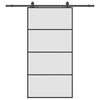 vidaXL Stumdomos durys su furnitūra, juodos, 102,5x205 cm, ESG stiklas