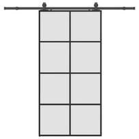 vidaXL Stumdomos durys su furnitūra, juodos, 102,5x205 cm, ESG stiklas