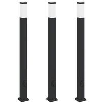 vidaXL Stulpeliniai šviestuvai su lizdu, 3 vnt., 110 cm, juodi, IP44