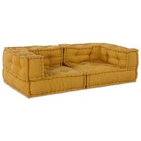 vidaXL Dvivietė modulinė sofa, geltona, 140x70x36, audinys