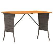 vidaXL Sodo stalas su akacijos medienos stalviršiu, pilkas, 105x75x72 cm, polirotanas