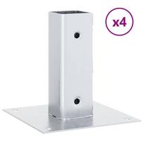 vidaXL Stulpų pagrindai, 4 vnt., kvadratiniai, sidabro spalvos, 46x46 mm, cinkuotas plienas