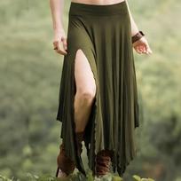 Women's Summer Fashion Color Elastic Waist Irregular Hem Casual High Waisted Beach Skirt XL