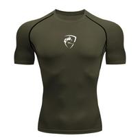 Men's Printed Compression T-Shirt Summer Style Wolf Print Fashionable Casual Crew Neck Short Sleeve Everyday Base Layer Shirt S