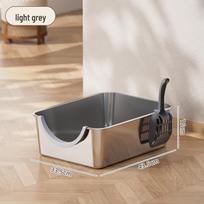 Large Stainless Steel Enclosed Cat Litter Box - Odor Blocking, Splash Proof, Easy Clean, Anti-Tracking Litter Scoop + Non-Slip Stickers