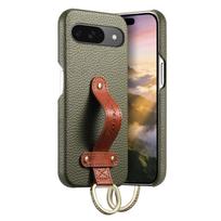 Shockproof Protective Wrist Strap Phone Case for Google Pixel 10A 9A 8A PIxel 8 9 10 Pro XL 10Pro 9Pro Luxury Leather Cover Google Pixel 10 armijos žalia spalva