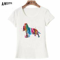 English Cocker Spaniel Watercolor T Shirt Summer Women Short Sleeve My Best Friend Pet Dog A S