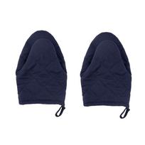 2PCS Non-Slip Antiscald Oven Mitts Hanging Soft Microwave Gloves Thickened Solid Color Grilling Mitts Kitchen Accessories tamsiai mėlyna spalva