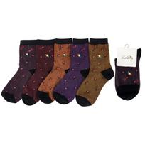 Arnold Palmer Women's Long Socks Rose Flower Embroidery Ankle Socks Set of 5, Gift for Mom, Made in Korea SL013(5th group)