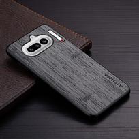 Case for Nothing Phone 4a Pro 2a Plus Funda Bamboo Wood Pattern Leather Phone Cover Luxury Coque for Nothing Phone 4a Pro Case Nothing Phone (2a) tamsiai pilka spalva