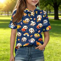 Kids Casual Short Sleeve Polo Shirt Animal Print T Shirt Lightweight Breathable Comfortable Daily Wear for Boys and Girls 150 mėlyna