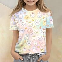 Kids Animal Print Crew Neck Short Sleeve Casual Loose Fit T Shirt Soft Comfortable Fabric Suitable for Everyday Wear 150