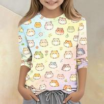Kids Animal Print Crew Neck Three Quarter Sleeve Casual T Shirt Soft Comfortable Fabric Suitable for Everyday Wear and Playtime 110