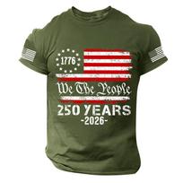 Men's Short Sleeve Casual Crew Neck T-Shirt with Historic Print We the 250 Years 1776 2026 Patriotic Design L
