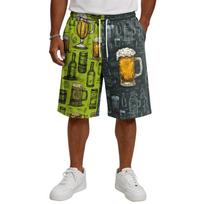 Mens Casual Drawstring Shorts Relaxed Fit Elastic Waistband Mug and Bottle Print Lightweight Summer Shorts M žalia