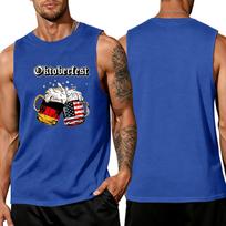 Men's Sleeveless Tank Top Oktoberfest Print Loose Fit Casual Summer Vest Breathable Lightweight Muscle Shirt for Daily Wear S mėlyna