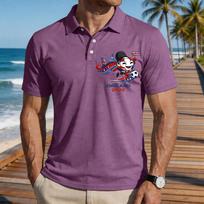 Men's Casual Short Sleeve Polo Shirt Football Print Sport Top Collared Shirt for Daily Wear Lightweight Breathable Fabric S violetinė
