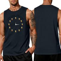 Men’s Loose Fit Sleeveless Tank Top Casual Summer Vest with Beer Festival Clock Print Suitable for Daily Wear and Outdoor Activities S tamsiai mėlyna