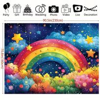 2D Whimsical Starry Rainbow Backdrop Photography Background Banner 47.2x31.5inch/120*80cm
