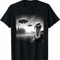 Turkey Gobbler Farmer Thanksgiving Selfie UFOs Weird Aliens T-Shirt,Comfortable Pure Cotton S įvairiaspalvis