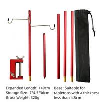 Portable Light Stand Aluminum Alloy Camping Lamp Pole New Tent Lamp Stand  Fishing raudona