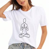 Yoga Mandala Ladies Cotton T Shirt, Premium Cotton Quality Print, Durable, Casual And Fashionable. Meditative Design, Spiritual Symbol, Ideal For Yoga S įvairiaspalvis