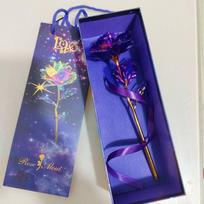 Colourful 24K Gold Foil Rose Flower Photography Props Gifts Simulated Rose with Packaging Box Artificial Rose Flower violetinė