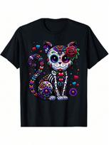 Dia De Los Muertos Cinco De Mayo Cat Sugar Skull unisex Wounisex T-Shirt S įvairiaspalvis