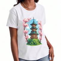 Sakura Cherry Blossom unisex's Cotton T Shirt, Premium Cotton Graphic Print, Durable And LongLasting, Fashionable For Daily Wear, Soft And Comfortable S įvairiaspalvis