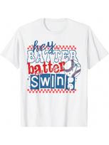 Hey Batter Batter Swing Baseball Game Day Softball Life Mom T-Shirt S įvairiaspalvis