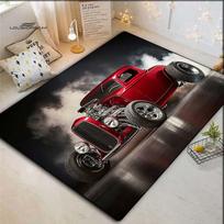 Flaming Red Stallion: Classic Hot Rod Design Area Rug, for Office, Living Room, Bedroom, and Porch Decor, Stylish Floor Mat 50x80cm