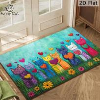 Colorful Cat Love Rug Flannel Soft Kids Carpet Cartoon Animal Print Bedroom Kitchen Floor Mat Anti Slip 40x60cm