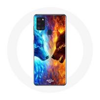Coque Samsung Galaxy A21S Loup de Glace et de feu