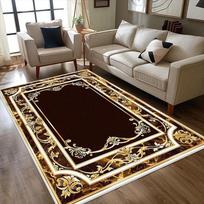 Black Gold Floral Turkish Print Carpet Living Room Sofa Area Rug Home Decor Bedside Area Rug Balcony Kitchen Table Floor Mat 50x80cm