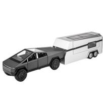 1/32 Tesla Cybertruck Off Road Pikapas Priekaba Lydinio Automobilis Lietas Modelis Garsas ir Šviesa Vaikų Žaislas Madingi Namų Baldai Dovanos Berniukams pilka