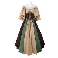 Women Halloween Dress Halloween Party Costume Flying Sleeve A-line Big Hem Contrast Color XL kava