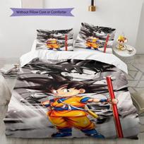 Cartoon Son Goku Pattern Bedding,Quilt Set Quilt Cover Pillowcase Home Birthday Gift (1 * duvet cover + 2 * pillowcase, without core) 135x200cm