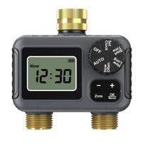 Žalvariniai BSP 3/4” Dvigubos zonos drėkinimo vožtuvai IP55 atsparūs vandeniui LCD ekranas Lauko vandens valdymas Vandens paskirstymo vožtuvai 1 black