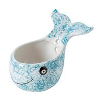 Herb Stripper Bowl Resin Herbal Peeling Bowl with 4 Size Holes Blue Whale Shape Pottery Herb Peeler for Removing Leaves from Thyme Rosemary