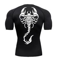 Mens Gym Clothing Sports Running T-shirt Fitness Compression Fashion Shirt Workout Comfortable Stretchy Moisture-Wicking Jogging S juoda