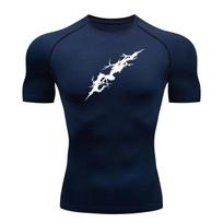 Men's Printed Tight Fitting Top Suitable for Gym Training and Running, Quick Drying Breathable Sports Long and Short Sleeved Top S