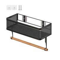 Wall Mounted Spice Storage Rack Strong Load-bearing Large Capacity Cling Film Storage Rack Space Saving with Paper Towel Holder juoda