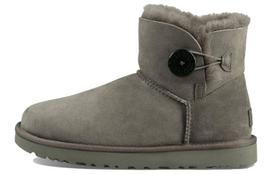 UGG Mini Bailey Button Ii Boot Fleece Lined Gray Women's 1016422-GREY 36